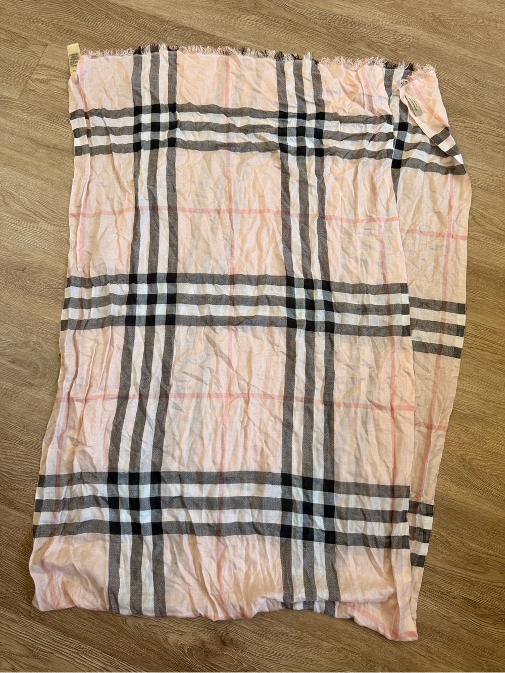 Burberry Pink and Black Check Lightweight Scarf 0283